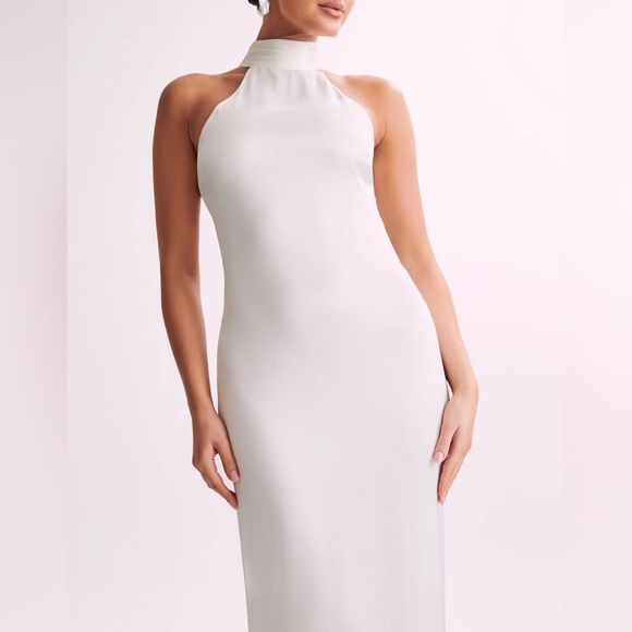 Meshki Claire Satin Drape Back Maxi Dress - White NWT Size Small - Picture 9 of 9